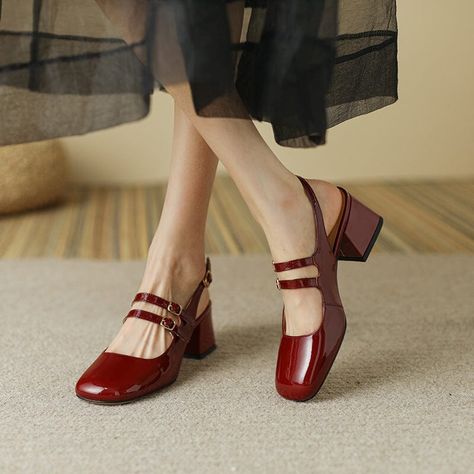 Low block heel pumps