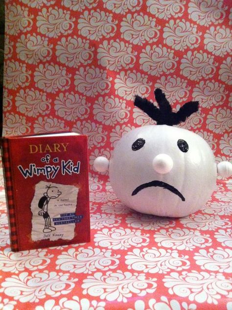 Diary Of A Wimpy Kid Pumpkin Ideas, Diary Of A Wimpy Kid Pumpkin, Pumkin Characters, Pumpkin Painting Ideas Book Characters, Storybook Pumpkin Ideas, Literary Pumpkins, Storybook Pumpkin, Book Pumpkins, Book Character Pumpkins