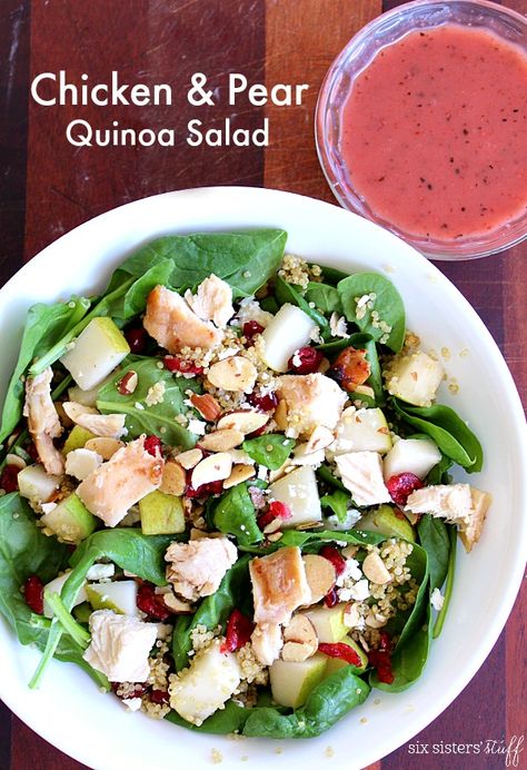 Six Sisters Stuff, Six Sisters, Pear Salad, Quinoa Salad Recipes, Spinach And Cheese, Lunch Salads, Quinoa Recipes, Salad Dressing Recipes, Quinoa Salad