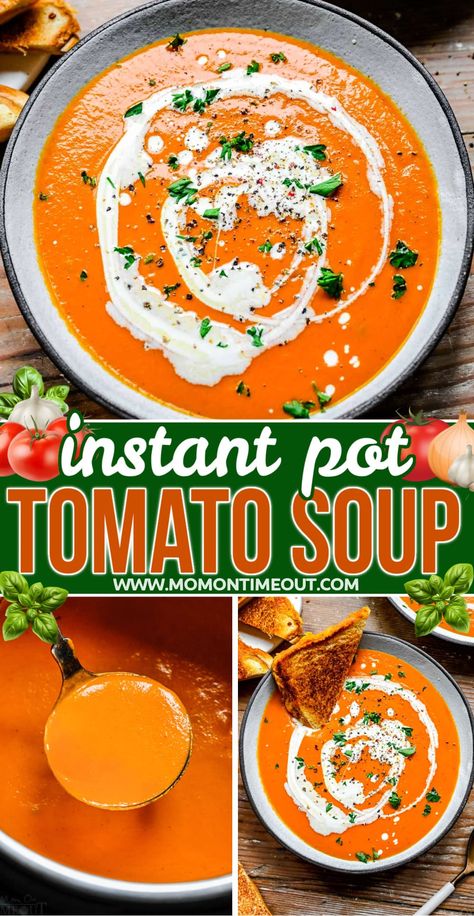 Instant Pot Tomato Soup, Dairy Free Tomato Soup, Marzano Tomatoes, Creamy Tomato Soup, San Marzano Tomatoes, Best Instant Pot Recipe, Tomato Soup Recipes, Carb Meals, Delish Recipes