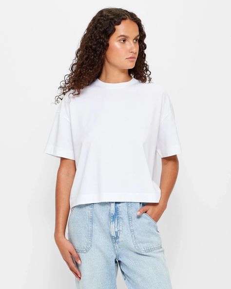 Boxy Crop T-Shirt - White | Target Australia Crop T Shirt, Chic Look, Crop Tshirt, Comfy Fits, Stripes Design, White T, Step Up, Trend Setter, Womens Clothing Tops