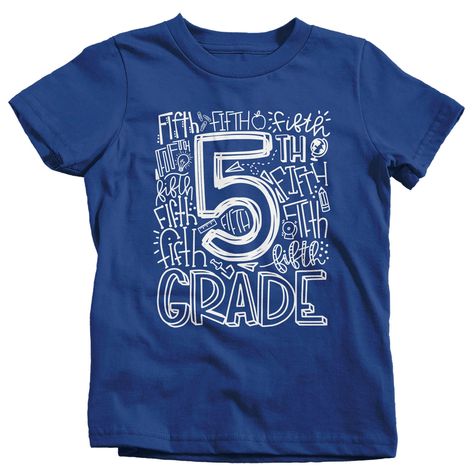 "Kids Cute Fifth Grade T Shirt Typography Cool Tee Boy's Girl's 5th Grade Back To School TShirt 5th Grade Shirts Help get your son or daughter excited to go back to school with an adorable typographic tee made just for him or her. This fun back to school t shirt reads '5th Grade' in a fun typography design with a lot of school elements to look at. A great tee for back to school. Includes a drawstring cotton gift bag. Direct to garment printed using the latest technology. Soft, ring spun cotton. 5th Grade Shirts, 5th Grade Back To School, T Shirt Typography, Shirt Typography, Cotton Gift Bag, Hoodie Size Chart, Cotton Gifts, Fifth Grade, Going Back To School