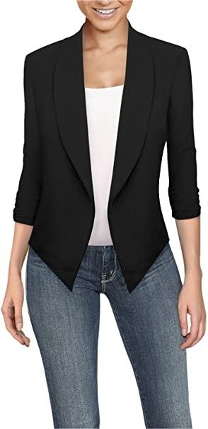 Mode Mantel, Blazer Casual, Womens Office, Spring Work Outfits, Casual Tanks, Open Front Blazer, Irregular Hem, Classic Coats, Long Sleeves Coats