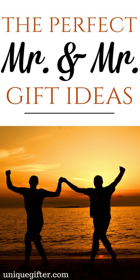 Mr & Mr Gift Ideas | Gay Anniversary gift ideas | Gifts for my partner | Valentine's Day Gift Ideas for Men | LGBTQ2A Gifts | LGBT Presents | Gay-Friendly gifts | Unique gifts for my boyfriend | Fun gifts for my husband | Cute Couples' Christmas Gifts Gay Valentines Gifts, Gifts For My Husband, Best Groomsmen Gifts, Couple Marriage, Gay Gifts, Couple Wedding Shower, Couples Christmas, Anniversary Gift Ideas, Valentine's Day Gift Ideas