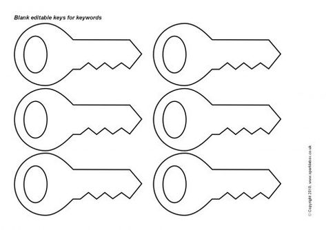 Editable Keys Template – Black and White (SB3053) - SparkleBox Key Outline, Key Template, Homeschool Curriculum Planning, Key Crafts, Art Preschool, Picture Templates, Bible Games, Preschool Class, Preschool Printable