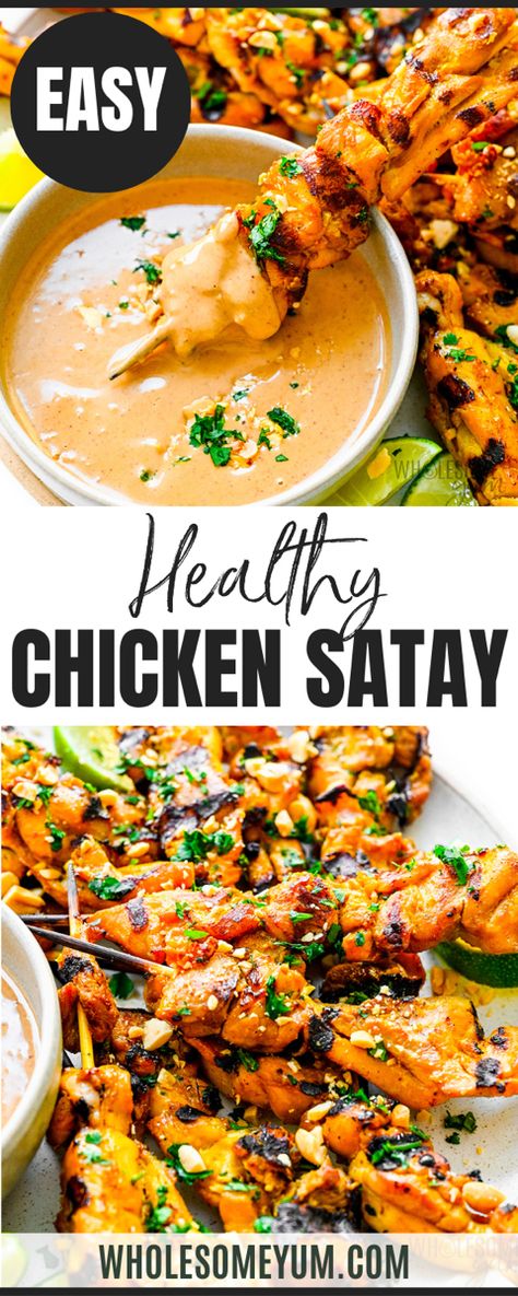 Chicken Satay Chicken Satay Marinade, Satay Sauce Recipe, Peanut Chicken Recipe, Easy Thai Chicken, Chicken Satay With Peanut Sauce, Peanut Sauce Chicken, Peanut Satay Sauce, Thai Chicken Satay, Chicken Satay Recipe