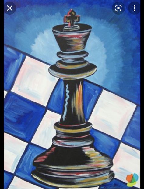 Chess Painting, Simple Canvas Art, Social Artworking, 3d Chess, King Chess Piece, Chess Art, Birthday Painting, Education Week, Chess Club