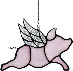 Stained Glass Pig Patterns, Funny Stained Glass Patterns, Flying Pigs Decor, Pig Party Decorations, Tiny Pigs, Lead Light, Stained Glass Patterns Free, Pigs Fly, Glass Suncatchers