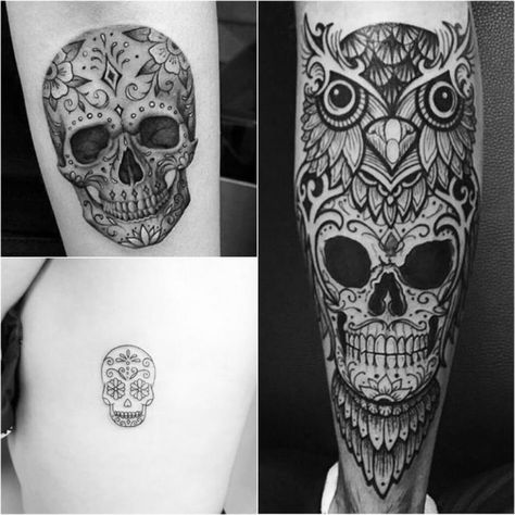 mexican skull tattoo - black and white sugar skull tattoos - sugar skull tattoo designs Candy Skull Tattoo For Men, Mexican Skull Tattoos, Candy Skull Tattoo, Skull Tattoo Designs, Bow Tattoo Designs, Sugar Skull Tattoo, Tattoo Catalog, Key Tattoos, Mexican Skull