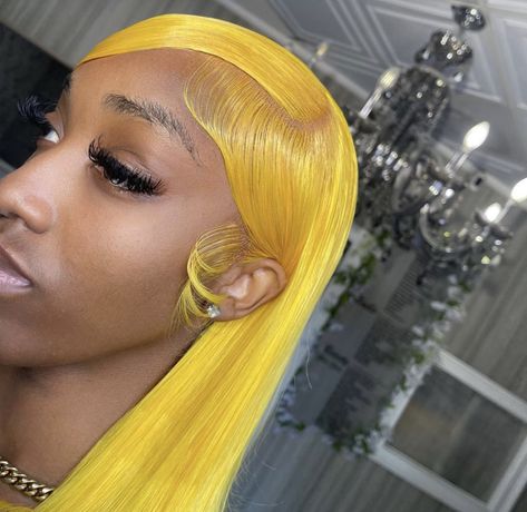 Frontal Wig Hairstyles, Creative Hair Color, Dyed Hair Inspiration, Frontal Hairstyles, Pretty Hair Color, Hair Ponytail Styles, Yellow Hair, Ponytail Styles, Front Lace Wigs Human Hair