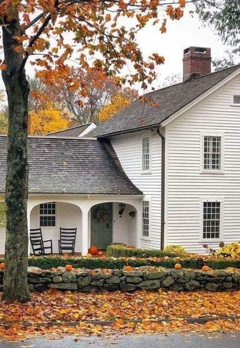 Everything Vintage And Shabby | October at the farmhouse Vermont Living, Country Thanksgiving, New England Aesthetic, Autumn Farmhouse, White Autumn, Harvest Farm, New England Fall, New England Homes, New England Style