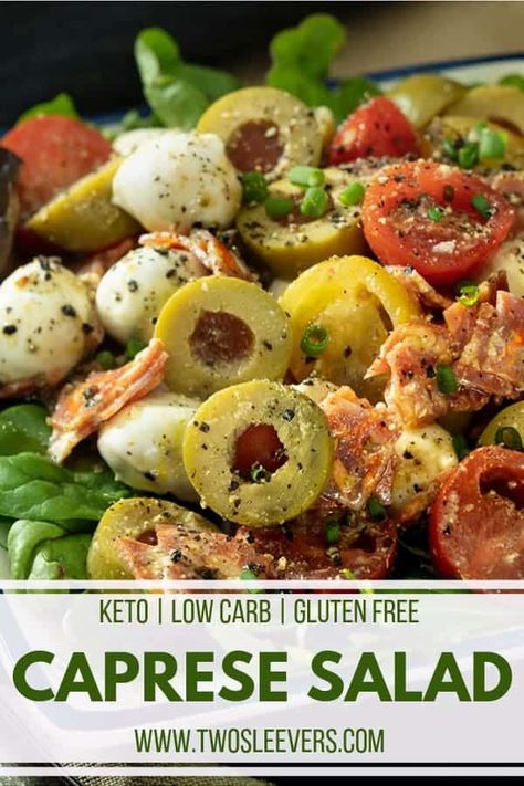 Antipasto Salad with Pesto Vinaigrette | Caprese Salad with Pesto Vinaigrette | Caprese Salad | Keto Caprese Salad | Low Carb Caprese Salad | Keto Antipasto Salad | Low Carb Antipasto Salad | Keto Salad Recipes | Low Carb Salad Recipes | Italian Recipes | TwoSleevers | #twosleevers #capresesalad #antipastosalad #ketorecipes #lowcarbrecipes Keto Antipasto Salad, Caprese Salad With Pesto, Keto Antipasto, Keto Caprese, Pesto Vinaigrette, Cut Carbs, Salad Recipes Low Carb, Ensalada Caprese, Italian Antipasto