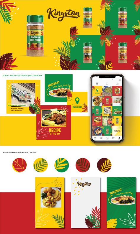 Kingston Spice and Seasoning is looking for brand identity and packaging for their new sets of product. They focus primarily on the Caribbean ethnic community in the US, bringing them flavors they love and enjoy from their homeland. Jamaican Graphic Design, Caribbean Graphic Design, Spices Branding, Spice Branding, Food Festival Branding, Spices Logo, Caribbean Logo, Food Label Design, Caribbean Design