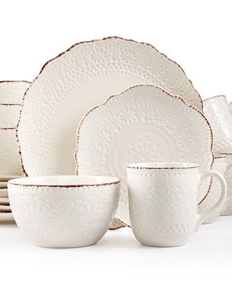 Dinnerware Set, Service for 4, Off White Color Off-White Brand Pfaltzgraff Pattern Classic Collection Name Chateau Cream Item Weight 19.92 Pounds Farmhouse Dinnerware, Vase Deco, Stoneware Dishes, White Dishes, Stoneware Dinnerware, Dinner Set, Dish Sets, Dinner Sets, Dinnerware Set