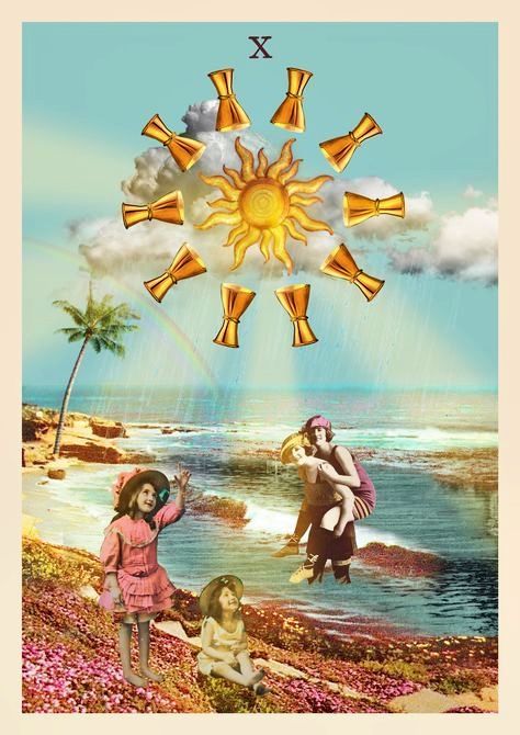 10 Of Cups, Divine Tarot, Tarot Aesthetic, Cups Tarot, Collage Art Projects, Tarot Astrology, Racing Art, Oracle Tarot, Tarot Cards Art