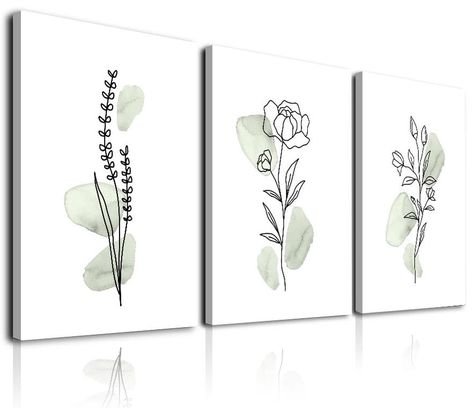 PRICES MAY VARY. 【Sage Green Botanical Wall Art】12 x 16 inch (30 x 40 cm) / piece, total 3 panels. Plant wall art is one of the fashion trends in interior design. This Green Botanical Wall Decor features neutral sage green tones and lines that are soft and easy to match with most home decor style. This framed botanical wall decor is perfect room wall decoration for home, living room, bedroom, kitchen, bathroom, dining room, or office hotel restaurant bar, and anywhere you can think of! 【Premium Boho Farmhouse Decor Living Room, Boho Farmhouse Decor, Gallery Poster, Framed Plants, 3 Canvas Wall Art, Plant Wall Decor, Green Wall Decor, Sage Green Walls, Botanical Wall Decor