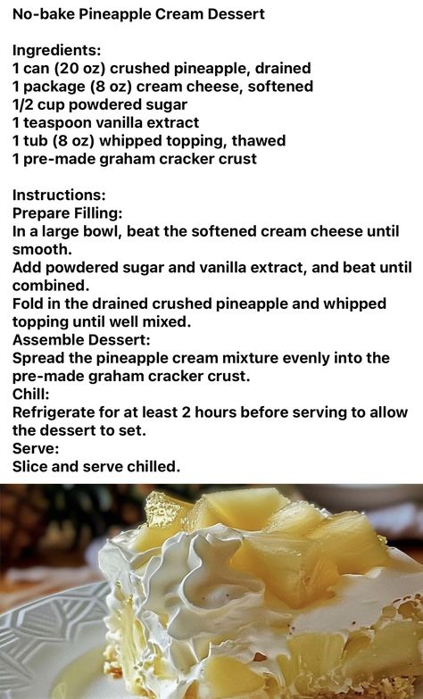 Pineapple Cream Dessert, Lemon Balls, Guava Desserts, Ice Cream Pudding, Pineapple Cheesecake, Icebox Desserts, Pineapple Dessert, Pineapple Pie, Pineapple Dessert Recipes