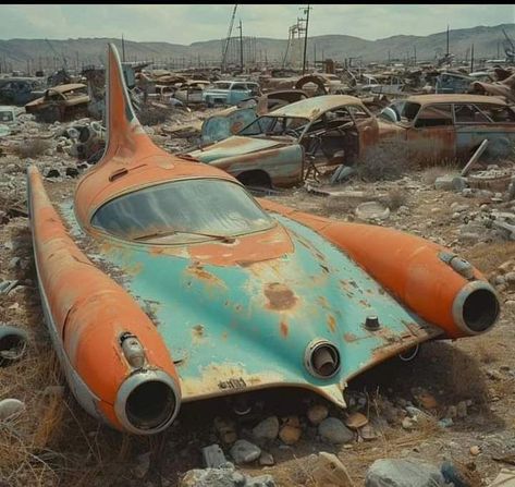 Mystery Car? Concept Cars Vintage, Junk Yard, Gilles Villeneuve, Concept Car Design, Weird Cars, Abandoned Cars, Retro Futuristic, Futuristic Cars, American Cars