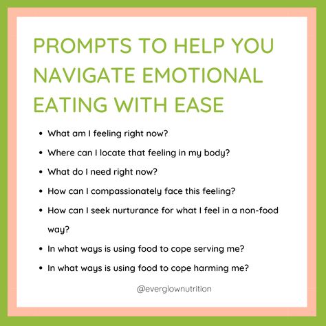 Emotional eating tips and prompts. Emotional Eating Shadow Work, Mom Wellness, Wellness Kit, Stop Overeating, Food Freedom, Anti Dieting, Therapy Resources, Health Dinner, Exercise Motivation