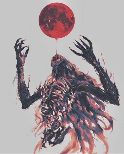 Moon Presence, Bloodborne Art, Dark Souls Art, Cosmic Horror, 다크 판타지, Monster Concept Art, Bloodborne, Fantasy Monster, Blood Moon