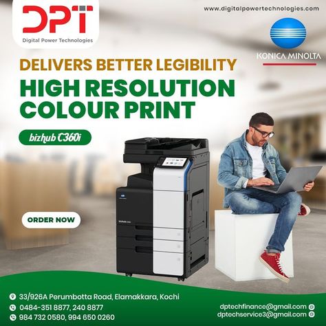 With the ease of operation bizhub C360i is equipped with advanced functions for extraordinary print performance. Delivers better legibility and enhanced work efficiency. With superb ability to reproduce small font sizes, fine lines that produce beautiful, high-quality print-outs. Digital Power Technologies, We are the Authorised Dealer of Konica Minolta. To know more details contact us. 🌐 www.digitalpowertechnologies.com 📍 Perumbotta Road, Elamakkara, Kochi Small Font, Konica Minolta, Work Efficiency, Kochi, Filing Cabinet, Colorful Prints, Technology, Road