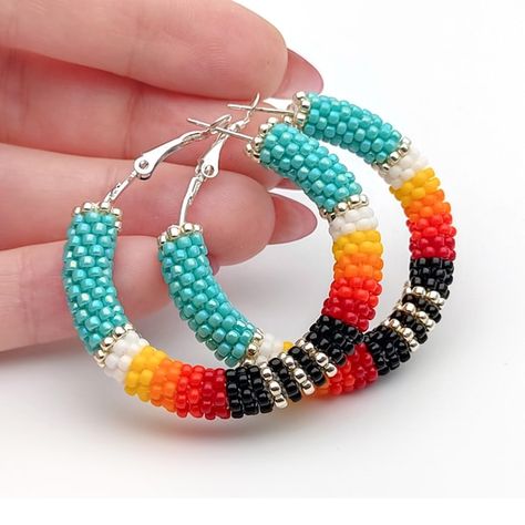 Beaded hoop earrings native american