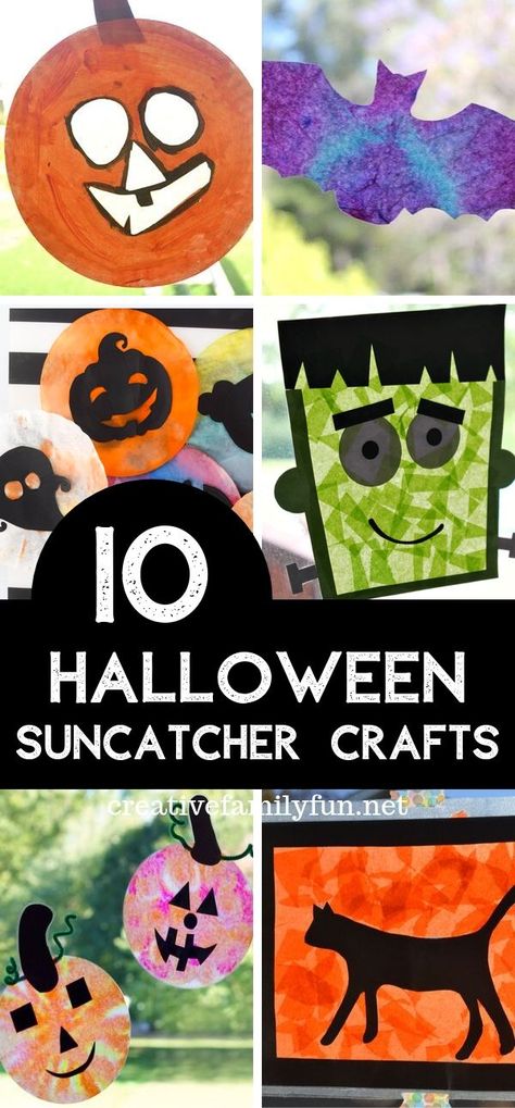 The Best Halloween Suncatchers for Kids - Creative Family Fun Halloween Sun Catcher Craft, Monster Suncatcher Craft, Halloween Suncatcher Craft, Halloween Sun Catcher, Halloween Suncatchers For Kids, Monster Suncatcher, Suncatchers For Kids, Halloween Suncatchers, Fun Halloween Activities For Kids