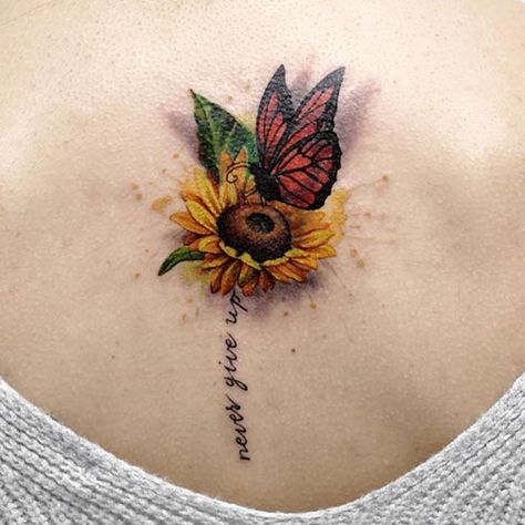 Sunflower Tattoo Ideas, Sunflower Tattoo Shoulder, Chakra Tattoo, Sunflower Tattoos, Butterfly Tattoo Designs, Memorial Tattoos, Sunflower Tattoo Design, Sunflower Tattoo, Tattoos For Daughters