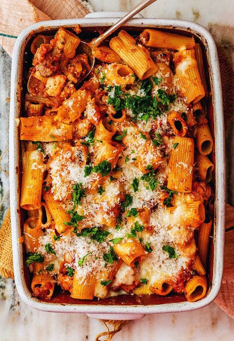 Cheesy, rich, and comforting, this chicken pasta bake is the perfect meal to add to your recipe rotation. The post Chicken Pasta Bake Recipe appeared first on Tried and True Recipes. Shredded Chicken Pasta Recipes Easy, Quick Chicken Pasta Dinner, Chicken Thighs Pasta Recipes, Chicken Thigh Pasta Bake, Rotisserie Chicken Recipes Leftover Pasta, Healthy Chicken Pasta Bake, Chicken Pasta Oven Bake, Oven Pasta Recipes, Chicken Thigh Pasta Recipes