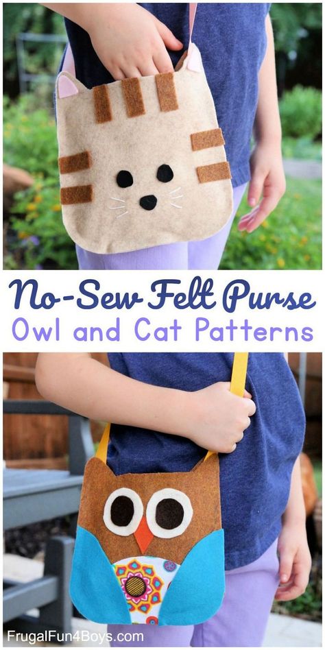 Felt Crafts Kids, Sew Felt, Owl Purse, Cat Patterns, Tas Laptop, Felt Owls, Felt Crafts Patterns, Felt Owl, Felt Crafts Diy