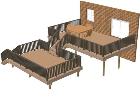 Deck-Plan-Multi-Level-Deck-3 Multilevel Deck Ideas, Deck Ideas On A Slope, Multi Level Deck Ideas, Deck Plan, Multi Level Deck, Outside Fall Decor, Outdoor Living Space Design, Earthy Home Decor, Cedar Deck