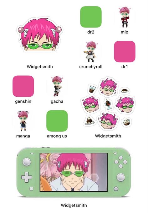 Saiki K Phone Theme, Korean Phone Cases, Ios14 Homescreen, Kawaii App, Saiki K, Saiki Kusuo, Iphone Home Screen Layout, Pretty Phone Wallpaper, Phone Layout