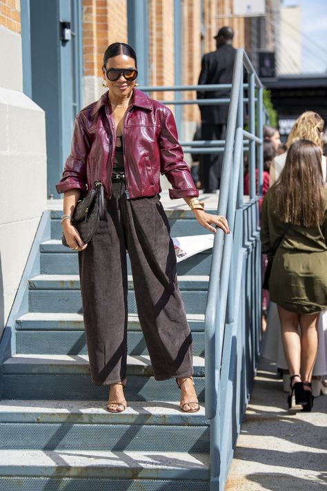 Essence Street Style NYFW Spring Summer ‘25 — Day 1 New York Fall Outfit Street Styles, Fall Outfits Street Styles, Blue Flowy Dress, New York Street Style, Nyfw Street Style, Thrifted Outfits, New York Fall, We're Back, Style Looks