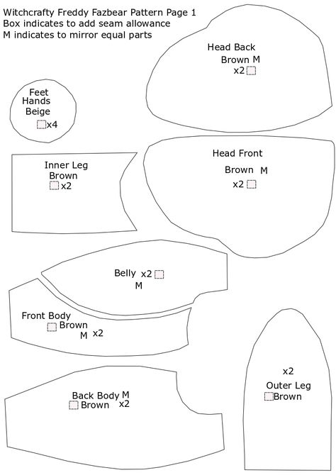 These patterns are very rough and are being compiled into pdfs! Please bear with me as it takes me 8 hours to compile each pattern into a professional pdf guide file, sorry about the wait! Patterns that can be considered fan art are for personal use only, I am still in the process of release original designs that are free to use commercially! If you need any help or have any suggestions of what you want me to make, make sure to let me know Fnaf Plushie Patterns, Fnaf Plush Template, Fnaf Sewing Patterns, Fnaf Plush Pattern, Fnaf Pattern, Plushie Free Pattern, Fnaf Diy, Fnaf Freddy Fazbear, Freddy Plush