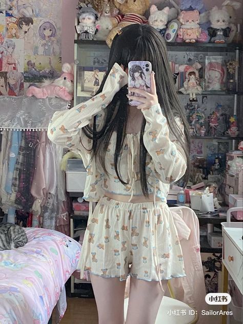 Aesthetic Pajama, Sleep Fits, Angel Clothes, Soft Pink Dress, Modest Girly Outfits, Coquette Outfits, Korean Fashion Outfits, Cute Sleepwear, Cute Pajama Sets