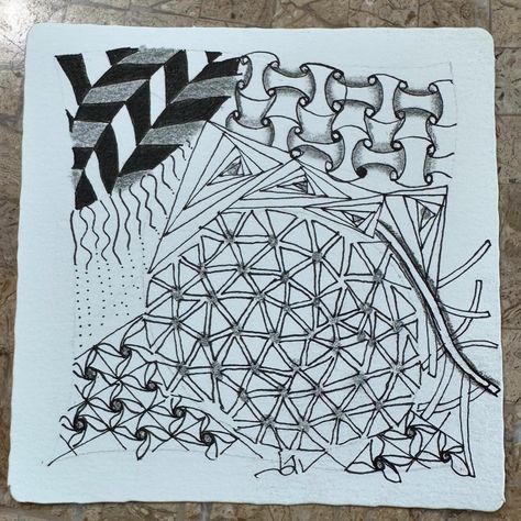 Continuing to get my #zentangle mojo on! #zp1x8 Tangles used: #tripoli #huggins (my variant because I messed it up again!) #nomistakes #jonqal #paradox #verdigogh #msst #well (variant). #czt39 I teach the Zentangle method, both online and in person! Tangled, On Instagram, Quick Saves, Instagram