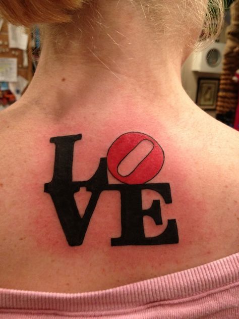 Love Park Tattoo, Philly Love Tattoo, Love Arm Tattoo, Philly Tattoo, Arm Tattoo Designs, Love Tattoo, Love Park, Mom Daughter, Positive And Negative