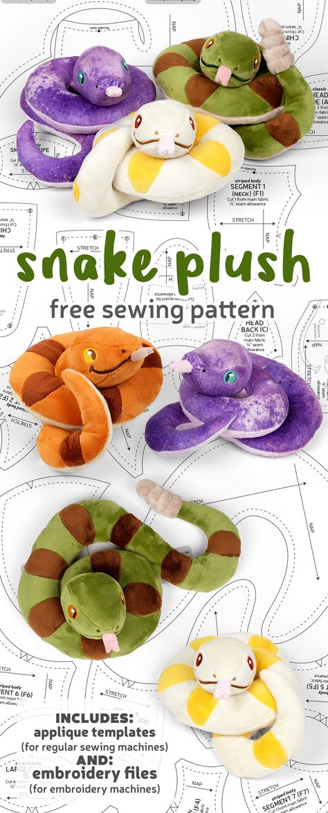 3d Sewing Projects, Dnd Plush Pattern, Fleece Plush Pattern, Diy Snake Stuffed Animal, Mlp Sewing Pattern, Lizard Stuffed Animal Pattern, Pattern For Stuffed Animals Free, Weighted Animals Diy, Snail Plush Pattern Free