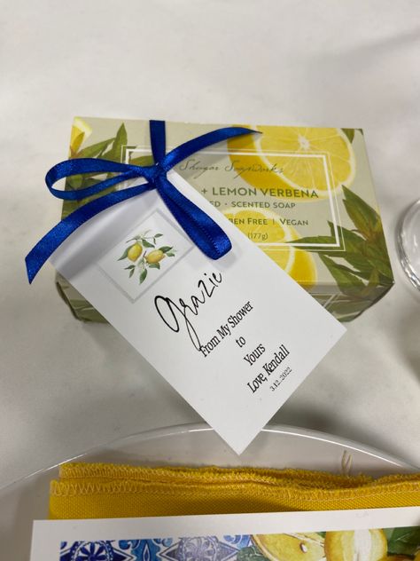 Amalfi Coast Bridal Shower Theme, Lemon Favors, Shower Appetizers, Graduation Brunch, Bridal Shower Inspo, Lemon Soap, Bridal Shower Party Favors, Amalfi Coast Wedding, Bridal Shower Inspiration