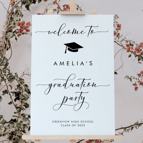 Minimalist Graduation Party Welcome Sign Graduation Sayings, Minimalist Graduation Party, Graduation Party Welcome Sign, Welcome Sign Minimalist, Vintage Party Theme, Senior Graduation Party, Graduation Poster, Unique Graduation Gifts, Party Welcome Sign