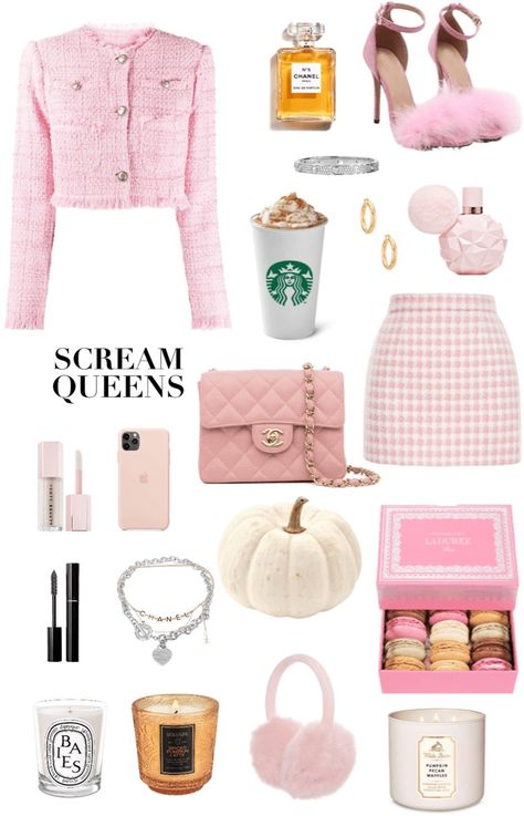 Scream queens aesthetic starter pack Chanel vibe style look fashion Chanel Scream Queens Aesthetic, Scream Queen Outfits, Scream Queens Aesthetic Outfit, Autumn Starter Pack, Chanel Oberlin Aesthetic, Chanel Oberlin Outfit, Scream Queens Aesthetic, Scream Queens Outfits, Autumn Bakes