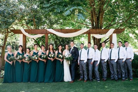 Jewel-tone bridesmaid dresses - dark teal bridesmaid dresses {Beaufort Events Co.} Dark Teal Bridesmaid, Dark Teal Bridesmaid Dresses, Teal And Grey Wedding, Dark Teal Weddings, Teal Wedding Colors, Boho Wedding Colors, Bridal Parties Colors, Teal Bridesmaid, Teal Bridesmaid Dresses