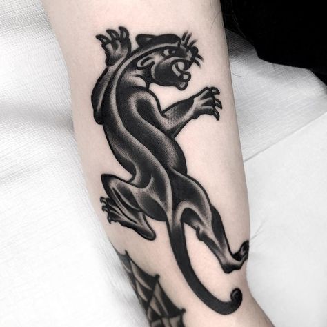 Panther Tattoo Traditional, Traditional Panther Tattoo, Black Panther Tattoo, Traditional Black Tattoo, Melbourne Tattoo, Grunge Tattoo, Panther Tattoo, Traditional Tattoo Sleeve, Pin Up Tattoos