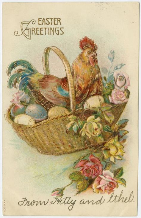 Easter greetings. - NYPL Digital Collections Vintage Easter Illustration, Easter Vintage Images, Happy Easter Vintage, Peanuts Easter, Easter Vintage, Easter Graphics, Vintage Easter Postcards, Vintage Easter Cards, Happy Easter Greetings