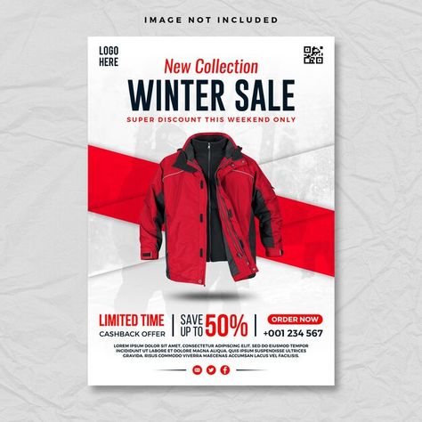 Winter sale flyer template | Premium Psd #Freepik #psd #business #sale #template #fashion Sale Poster Ideas Graphic Design, Winter Poster Design, Graphics Aesthetic, Winter Graphics, Fashion Flyer, Winter Poster, Graphics Background, Background Winter, Sale Template