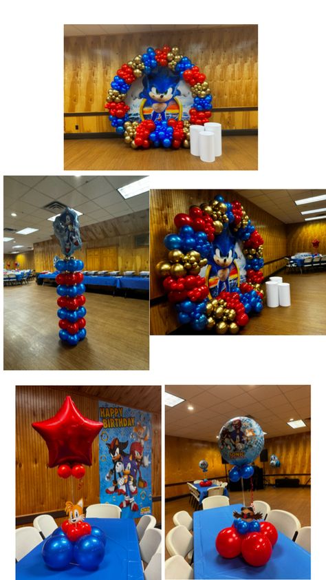 Sonic birthday party theme Sonic Centerpieces, Sonic Birthday Decorations, Birthday Decorations Ideas, Sonic Birthday Party, Centerpieces Birthday, Sonic Birthday Parties, Sonic Party, Sonic Birthday, Balloon Decor