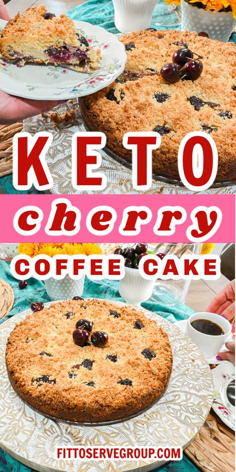 Keto Tart Cherry Recipes, Keto Cherry Cobbler, Keto Cherry Recipes, Keto Cherry Dessert, Low Carb Cherry Pie, Keto Danish, Cherry Almond Muffins, Cherry Bread Recipe, Coconut Flour Cake Recipes