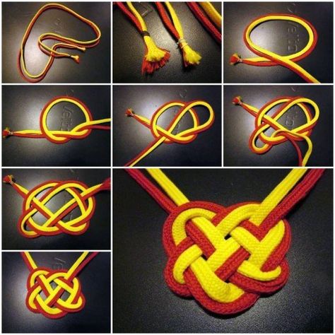 Knotted Necklace Diy, Celtic Heart Knot, Diy Necklaces Tutorial, Diy Bracelets With String, Paracord Diy, Macrame Knots Tutorial, Paracord Knots, Heart Knot, Knots Diy