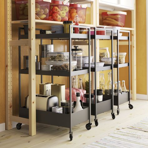 Ikea Nissafors, Ikea Trolley, Kitchen Trolley Design, Storage Shelves Kitchen, Wheeled Cart, Trolley Rack, Shelves Office, Office Shelves, Storage Utility