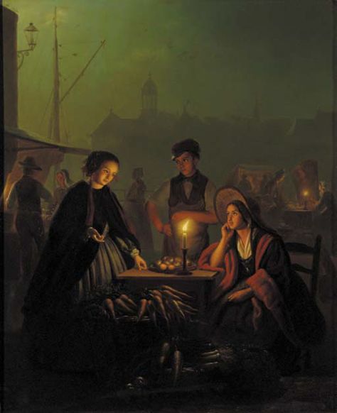 Petrus Van Schendel, Vegetable Market, Market Scene, Philadelphia Art, Painting Night, Century Painting, 19th Century Paintings, Dutch Painters, European Paintings